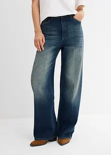 Jean droit et loose, taille haute, peu extensible, bonprix