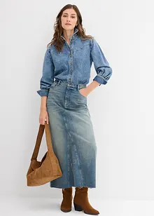 Jupe longue en jean, taille mi-haute, bonprix