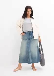 Jupe longue en jean, taille mi-haute, bonprix