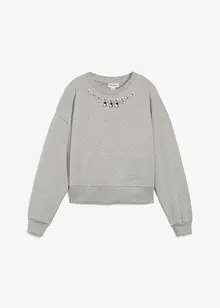 Oversize-Sweatshirt mit Strass aus Baumwolle, bonprix