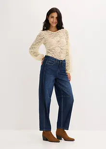 Kurzes Shirt aus elastischer Spitze, bonprix