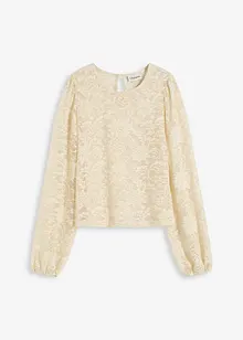 Kurzes Shirt aus elastischer Spitze, bonprix