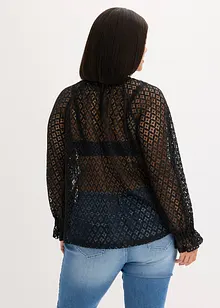 Spitzen-Shirt mit Volants aus Baumwolle, bonprix