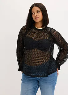 Spitzen-Shirt mit Volants aus Baumwolle, bonprix