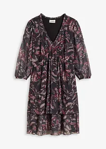 Mesh-Jerseykleid mit Volants, bonprix