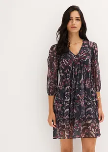 Mesh-Jerseykleid mit Volants, bonprix