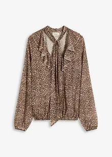 Mesh-Shirt mit Volant und Schluppe, bonprix