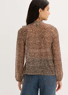 Mesh-Shirt mit Volant und Schluppe, bonprix