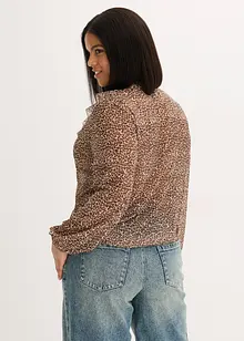Mesh-Shirt mit Volant und Schluppe, bonprix