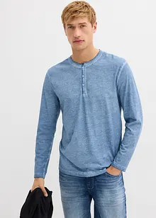 Henleyshirt, Langarm in gewaschener Optik aus reiner Bio-Baumwolle, bonprix