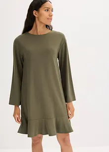 Kurzes Kleid mit Volant aus Punto di Roma, bonprix