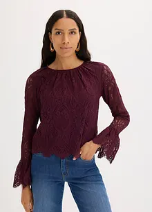 Spitzen-Bluse mit Volants, bonprix