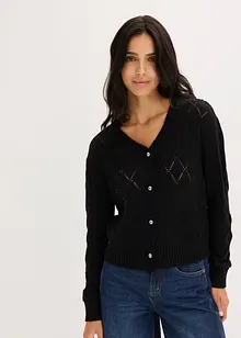 Ajour-Strickjacke aus Baumwolle, bonprix