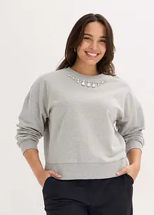 Oversize-Sweatshirt mit Strass aus Baumwolle, bonprix
