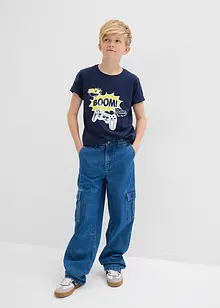 Jean cargo droit et loose, taille réglable, bonprix
