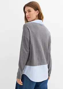 Pull en fine maille empiècement chemisier, bonprix