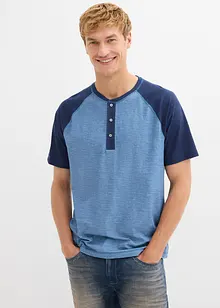 Henleyshirt, Kurzarm in gewaschener Optik aus reiner Bio-Baumwolle, bonprix