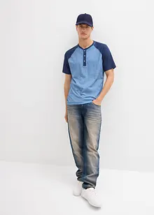 Henleyshirt, Kurzarm in gewaschener Optik aus reiner Bio-Baumwolle, bonprix