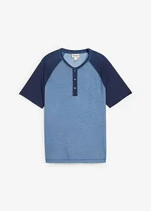 T-shirt délavé col tunisien 100% coton, bonprix