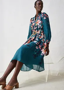 Midikleid aus Ramie (2 tlg.Set mit Gürtel), bonprix