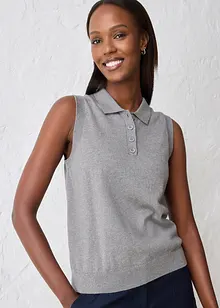 Feinstricktop mit Seidenanteil und Polokragen, bonprix