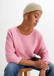 Oversize Ripp-Pullover aus Viskose-Mix, bonprix