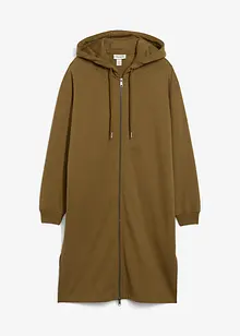 Long gilet zippé en molleton, base fendue sur les côtés, bonprix