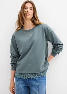 Sweat à empiècement en dentelle, bonprix