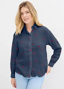 Chemisier en gaze de coton à motif cœurs, bonprix