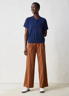 Feinstrickpullover mit Wollanteil und Polokragen, bonprix