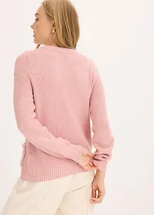 Melange Strickjacke mit goldfarbigen Knöpfen, bonprix