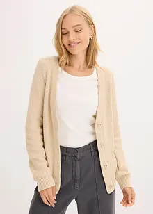 Gilet en maille chinée avec boutons dorés, bonprix