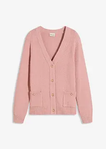 Melange Strickjacke mit goldfarbigen Knöpfen, bonprix