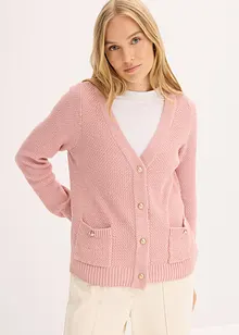 Melange Strickjacke mit goldfarbigen Knöpfen, bonprix
