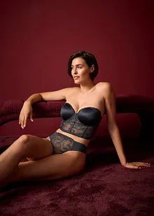 Soutien-gorge balconnet en polyamide brillant avec dentelle à franges, bonprix