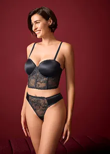 Soutien-gorge balconnet en polyamide brillant avec dentelle à franges, bonprix