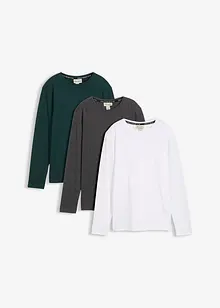 Lot de 3 T-shirts manches longues coton, bonprix