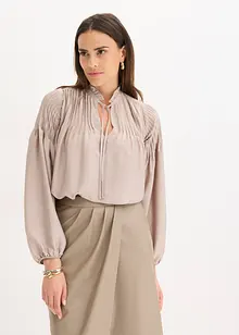 Tunikabluse aus glänzendem Satin mit Biesen, bonprix