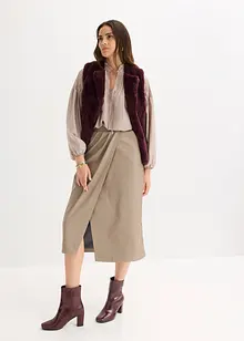 Tunikabluse aus glänzendem Satin mit Biesen, bonprix