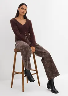 Wide Leg Twillhose mit Leodruck, bonprix