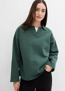 Sweatshirt mit gestricktem Polokragen aus Bio-Baumwolle, bonprix