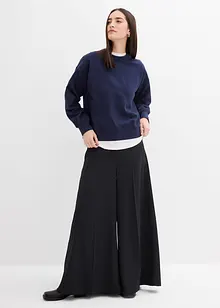 Sweat-shirt en coton à large col côtelé, bonprix