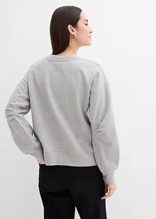 Sweat-shirt en coton à large col côtelé, bonprix