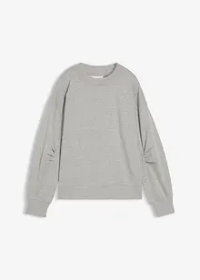 Sweat-shirt en coton à large col côtelé, bonprix