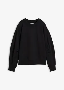 Sweat-shirt en coton à large col côtelé, bonprix