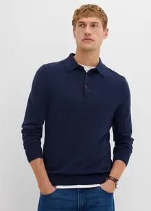 Feinstrick-Polopullover mit edler Merinowolle, Slim Fit, bonprix