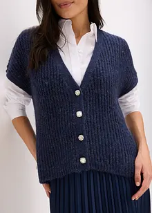 Gilet sans manches en laine mélangée avec boutons décoratifs, bonprix