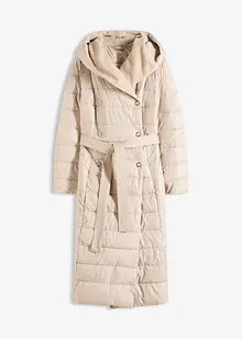 wasserabweisender Steppmantel mit Wollimitat Besatz und Bindegürtel (2-tlg.), bonprix