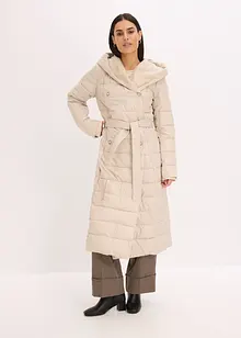 wasserabweisender Steppmantel mit Wollimitat Besatz und Bindegürtel (2-tlg.), bonprix