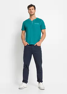 T-shirt col tunisien, aspect délavé, 100% coton, bonprix